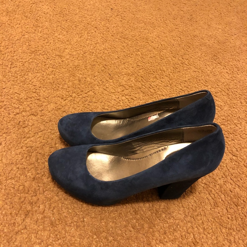 Navy suede heels